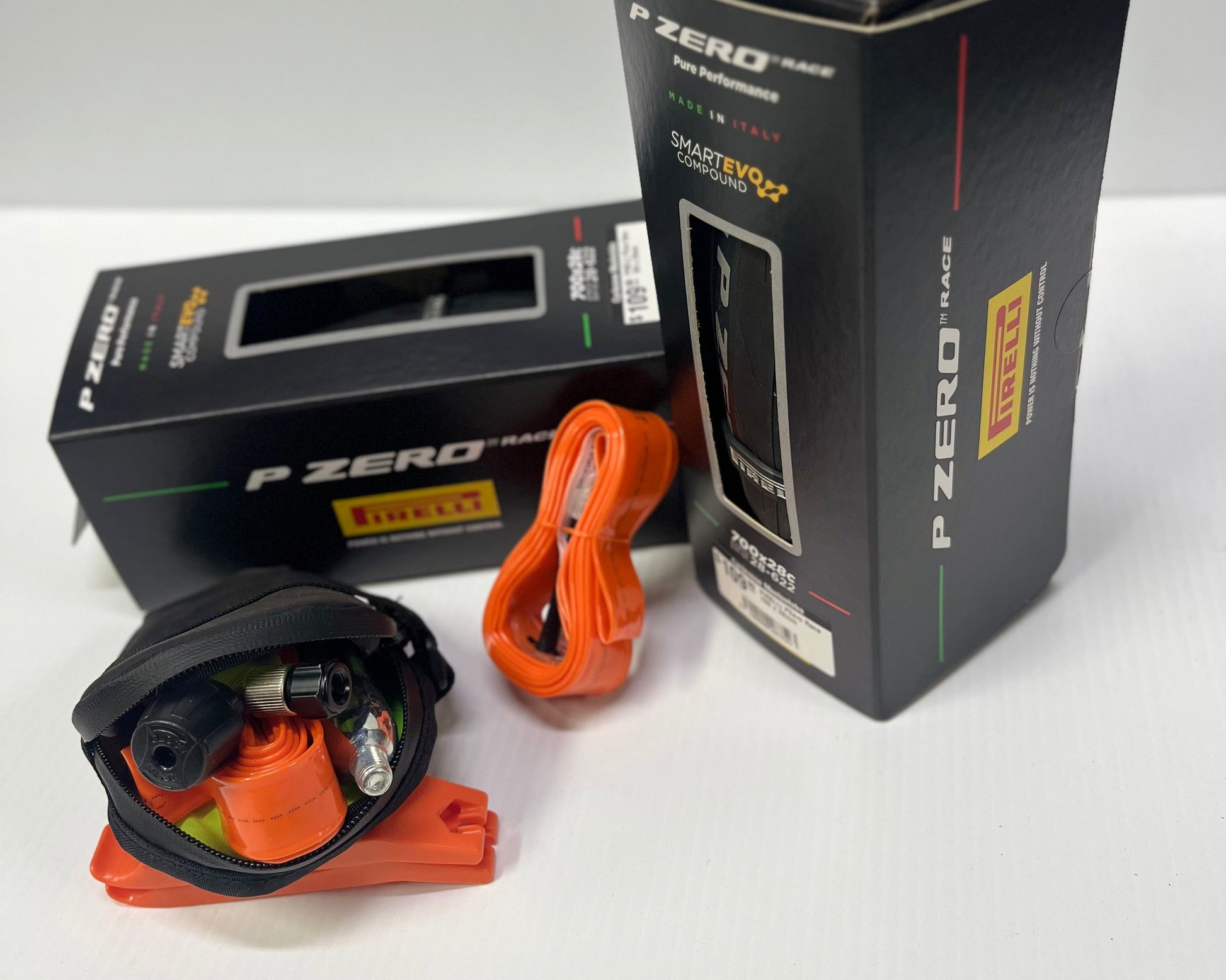 P Zero tire pressure monitoring system components on a white background